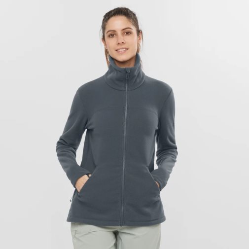 Black Salomon Essential Cosy Fleece Full Zip Women's Jackets | PH 73218B